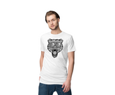 Mens Tiger Print White Cotton Tshirt with tiger print Gleespace